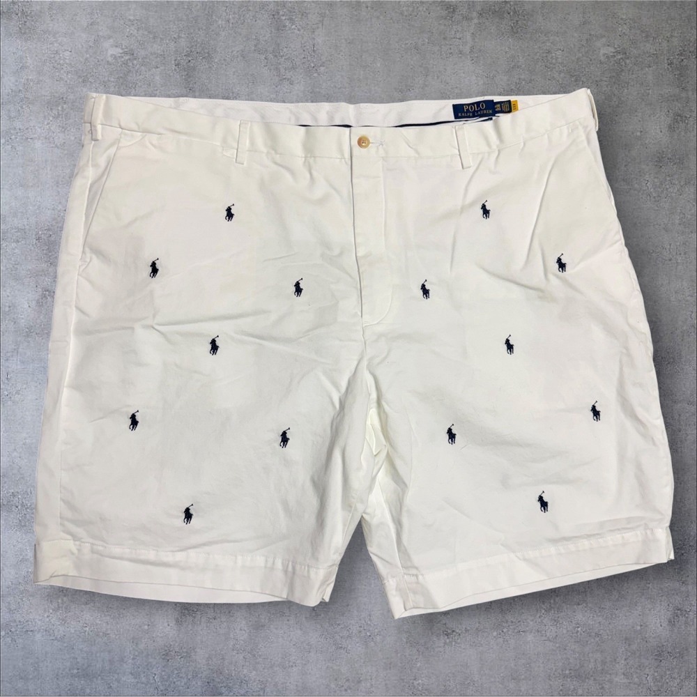 Polo Ralph Lauren Shorts Mens 48B Big White All Over Print Pony Chino